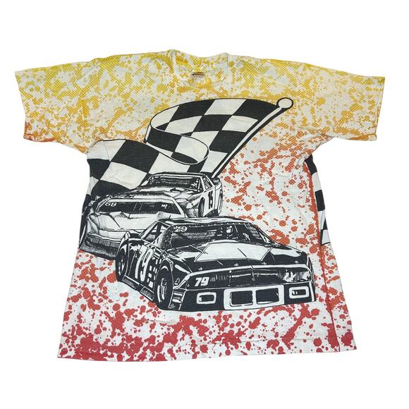 Vintage 90s AOP Racing T-shirt - Picture 1 of 8
